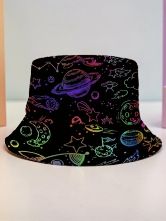 Fashion Hats Accessories - Celestial/Planet Reversible Unisex Bucket Hat 22"/23"